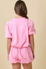 Load image into Gallery viewer, Pink Bubble Hem Cropped Top &amp; Shorts Set
