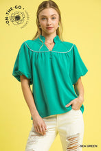 Load image into Gallery viewer, Sea Green Puff Sleeve Blouse
