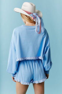 Gingham Patched Bear Ruffle Hem Set