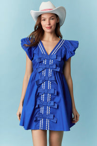 Cotton Poplin Ric Rac Trim Mini Dress
