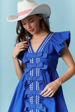 Load image into Gallery viewer, Cotton Poplin Ric Rac Trim Mini Dress
