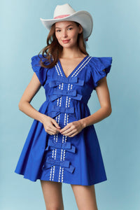 Cotton Poplin Ric Rac Trim Mini Dress