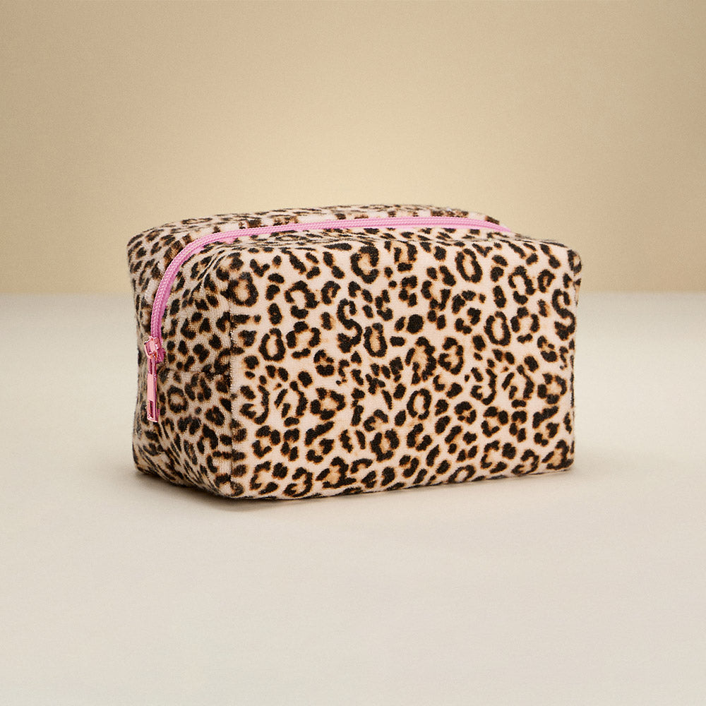Rectangular Leopard Print Cosmetic Bag