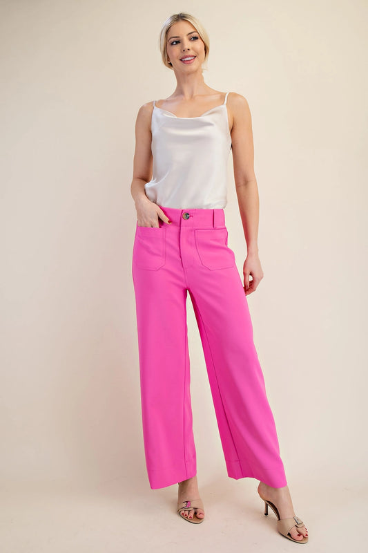 Cropped Pink Wide-Leg Pants
