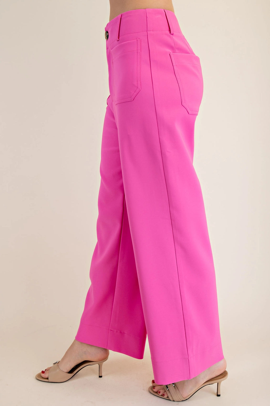 Cropped Pink Wide-Leg Pants