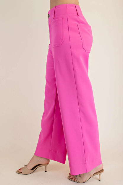 Cropped Pink Wide-Leg Pants