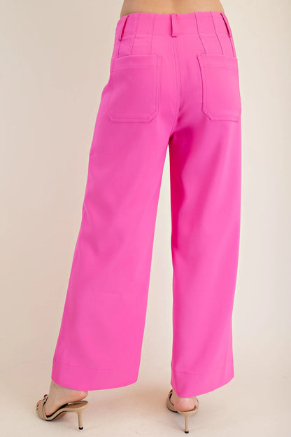 Cropped Pink Wide-Leg Pants