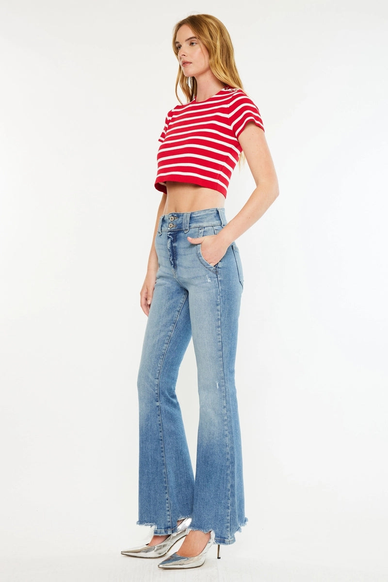 Kancan Medium Wash High Rise Flare Jeans