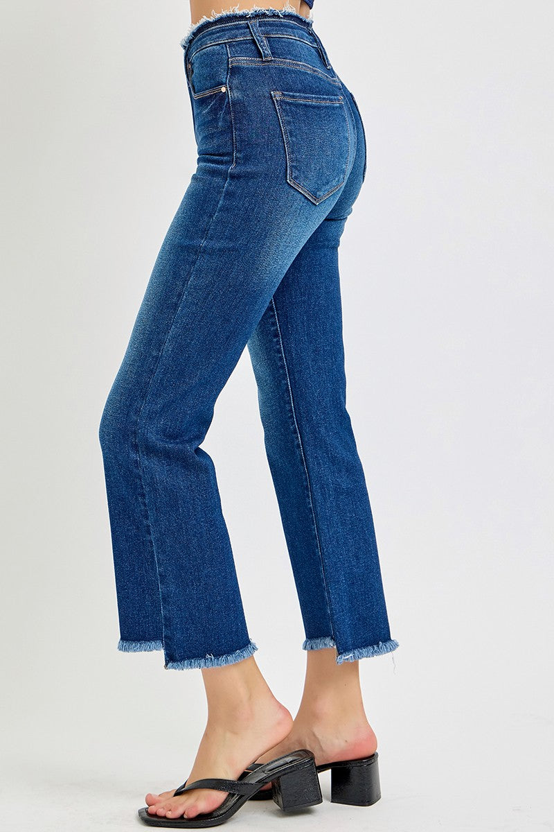 Risen Dark Wash High Rise Crop Flare Jeans