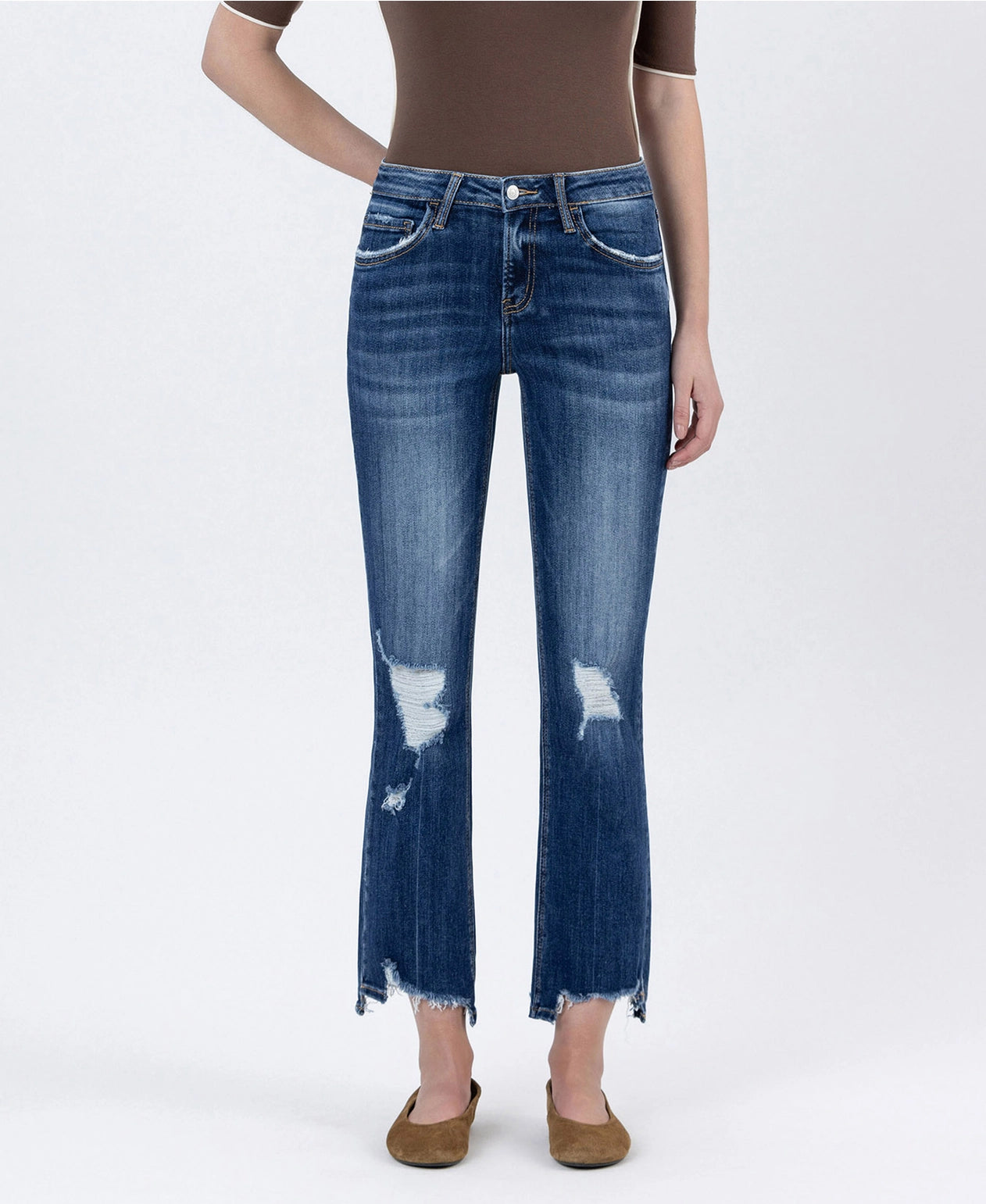 Lovervet Mid Rise Crop Kick Flare Jeans