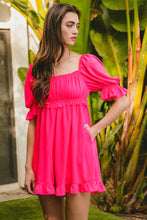 Load image into Gallery viewer, Fuchsia Puff Sleeve Romper
