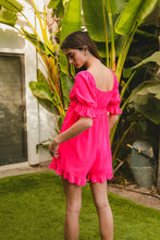 Load image into Gallery viewer, Fuchsia Puff Sleeve Romper
