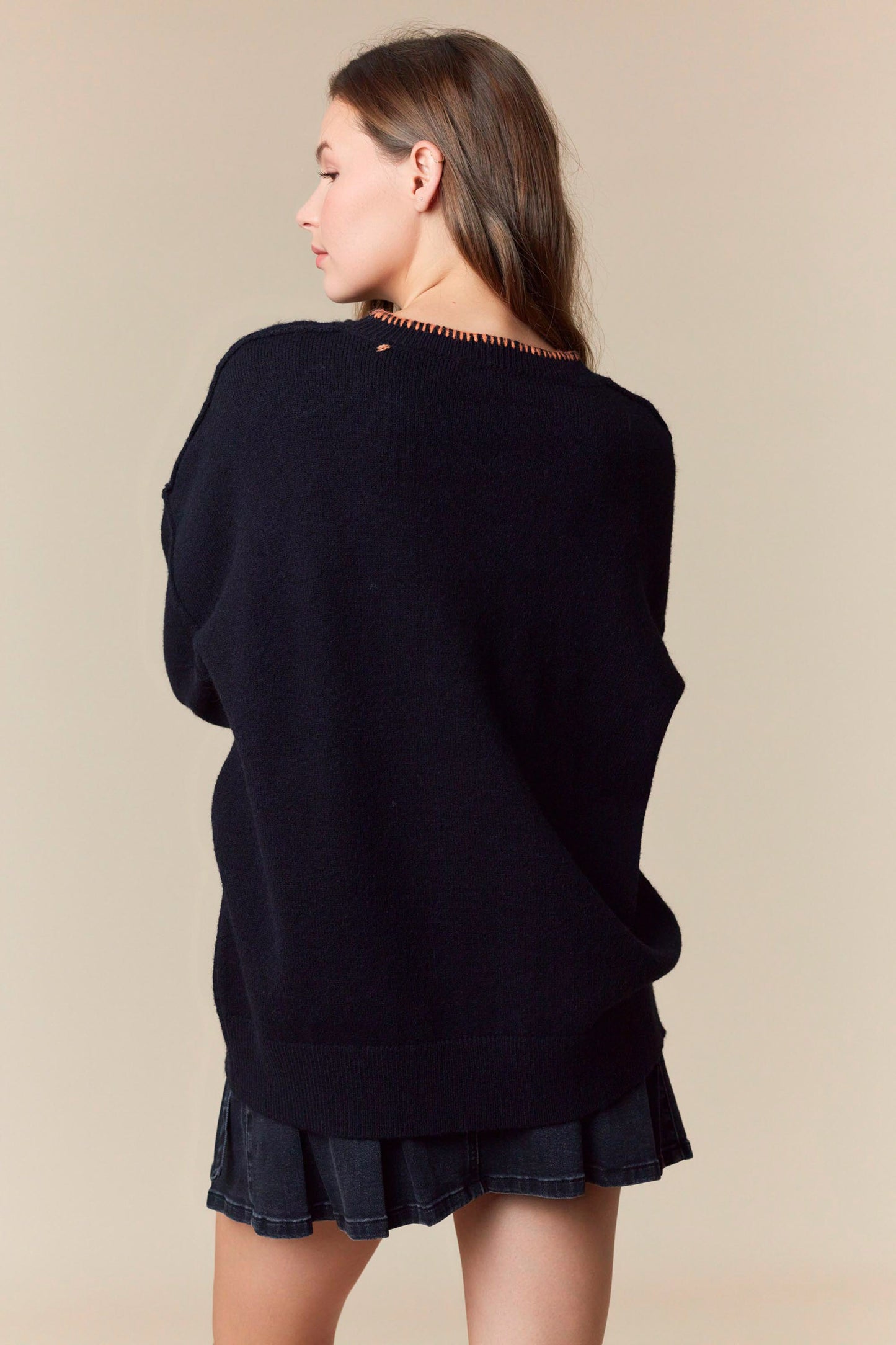 Black & Orange Bow Sweater