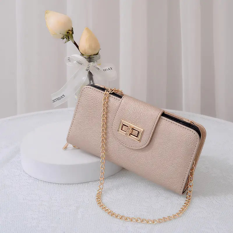 Turn Lock Crossbody Wallet