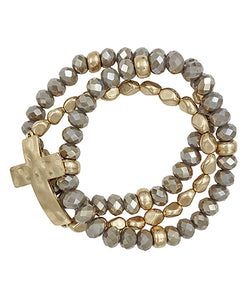 Beaded Cross Bracelet Set