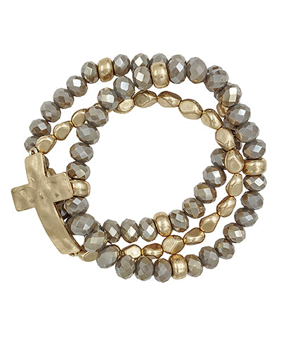 Beaded Cross Bracelet Set