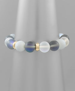 Gray Sea Glass Bead Bracelet