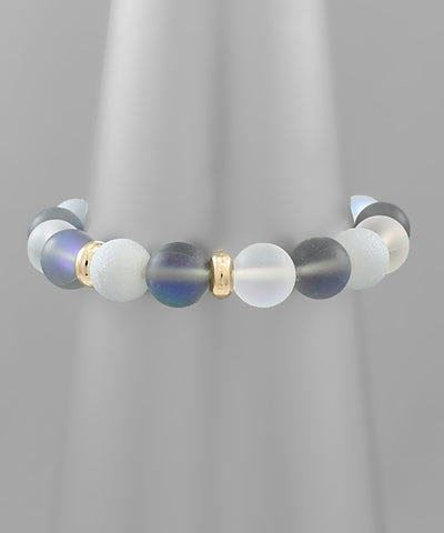 Gray Sea Glass Bead Bracelet