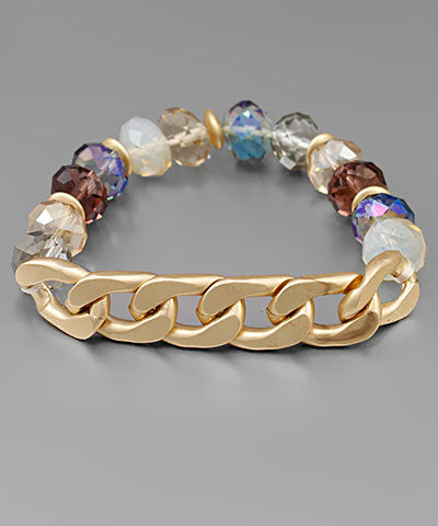 Gold Chain & Multi Beaded Bracelet