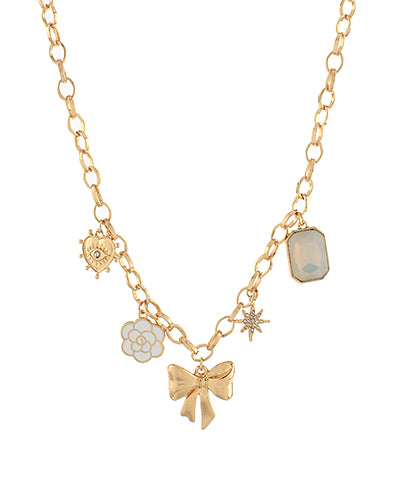 Gold Bow Charm Necklace