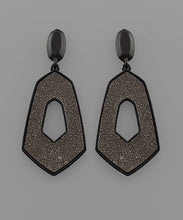 Load image into Gallery viewer, Black Glitter Hexagonal Earrings

