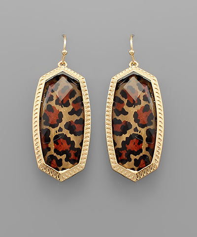 Leopard Hexagon Earrings