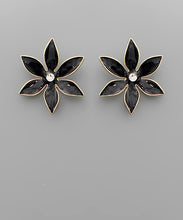 Load image into Gallery viewer, Black Enamel Flower Studs
