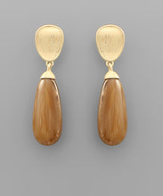 Load image into Gallery viewer, Brown Acrylic Teardrop Earrings
