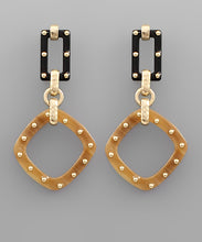 Load image into Gallery viewer, Brown &amp; Black Linked Square Earrings
