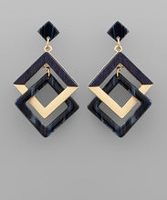 Load image into Gallery viewer, Navy Double Square Link Earrings
