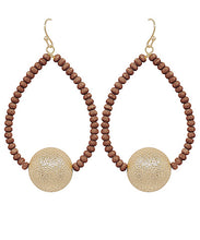 Load image into Gallery viewer, Dark Brown Beaded TearDrop Hoop
