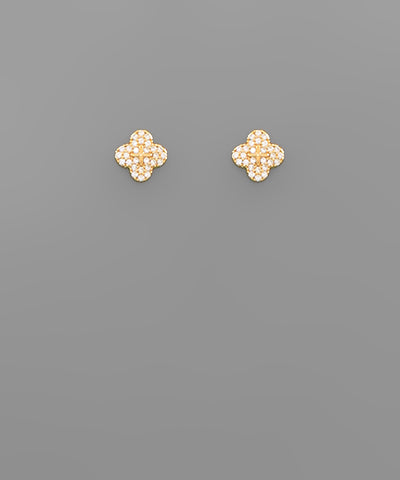 Pave CZ Clover Studs