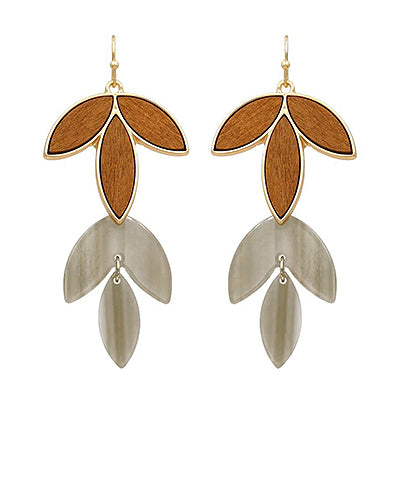 Wooden Leaf Earrings