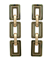 Load image into Gallery viewer, Olive Linked Wooden Rectangle Earrings
