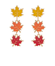 Load image into Gallery viewer, Linked Fall Maple Leaf Drop Earrings
