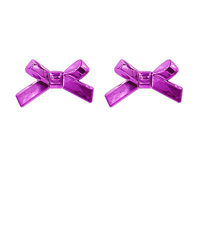 Purple Metallic Bow Earrings