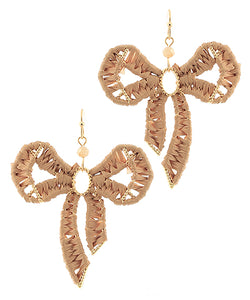 Light Brown Raffia Bow Earrings