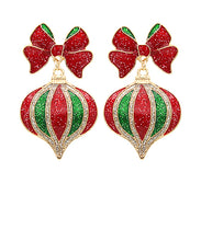 Load image into Gallery viewer, Glitter Bow &amp; Ornament Drop Earrings
