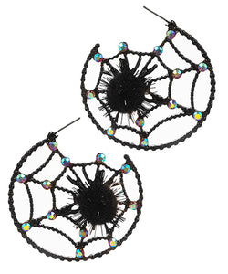 Black Spider Web Hoops