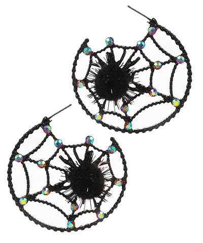 Black Spider Web Hoops