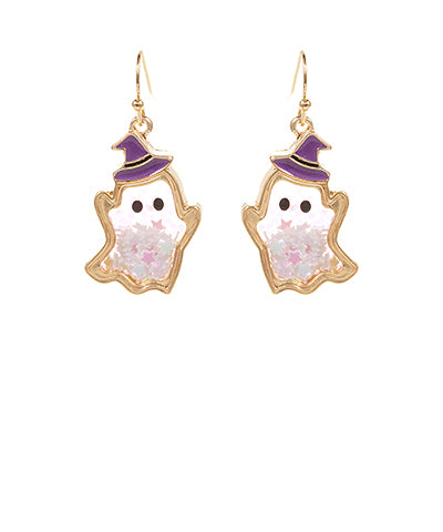 Glittery Ghost Drop Earrings