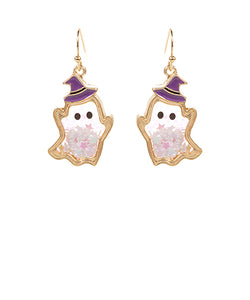 Glittery Ghost Drop Earrings