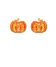 Load image into Gallery viewer, Epoxy Glitter Pumpkin Studs
