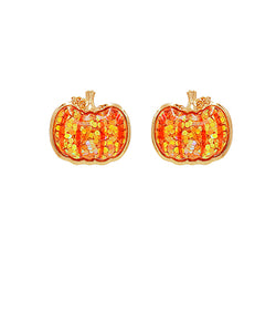 Epoxy Glitter Pumpkin Studs