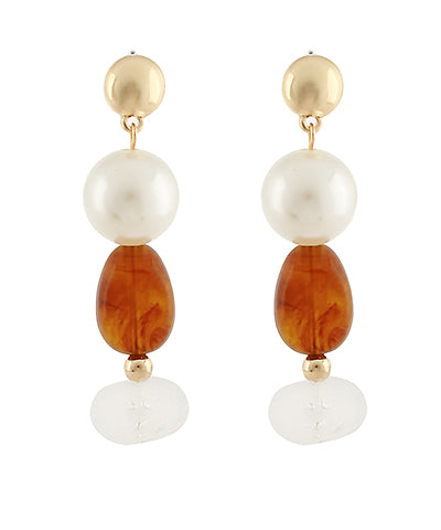 Pearl & Stone Drop Earrings