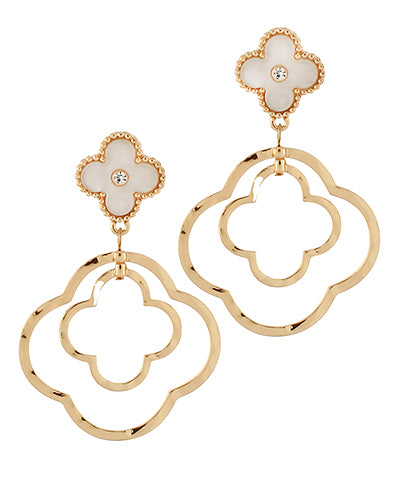 Gold Clover Drop Earrings