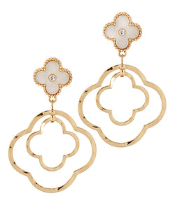 Gold Clover Drop Earrings