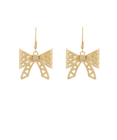 Gold Dipped Bow Drop Earrings