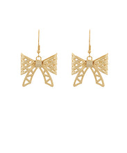 Load image into Gallery viewer, Gold Dipped Bow Drop Earrings

