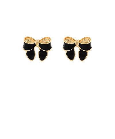 Black & Gold Ribbon Studs